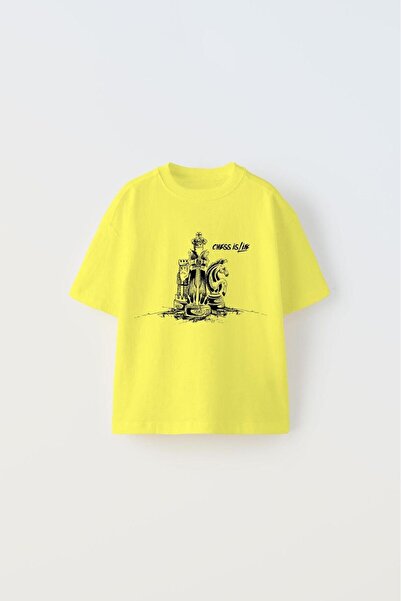 The Champ Clothing Chess Is Life Written Chess Design Printed Yellow Children...