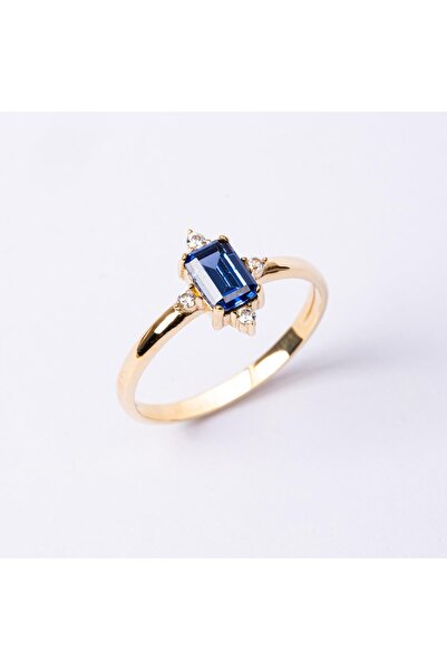 FasekGold Gümüş Yüzük - Octagon Kesim Safir Taşlı 0.95 Karat Pırlanta Montorü...