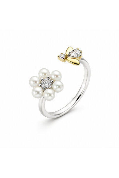 POSEİDONS JEWELLERY S925 Bridgerton Arı ve İşlenmiş Tatlı Su Kültür İncisi Çi...