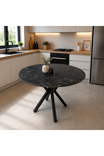 Cosargroup Yuvarlak Yemek Masası Pot Ayak Mutfak Balkon Masası 90x90
