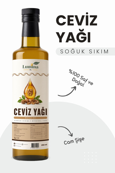 LUMİNAOİL Ceviz Yağı 250 ML %100 Soğuk Sıkım Saf ve Doğal