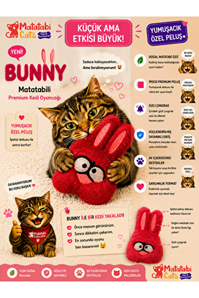 MATATABİ CATS لعبة القطط المحشوة من BUNNY - لعبة ممتعة للقطط تحتوي على ماتاتا...