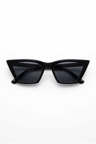Houseofeyeris Sablea Black Frame Wing Cat-Eye / Rectangle Sunglasses – Black Lens Stylish Women Model – Uv400