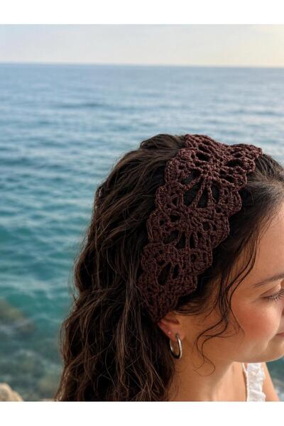 obrigado Hand Knitted Lace Hair Bandana Natural Handmade Modern and Aesthetic...