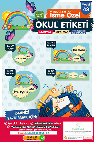 t tuğset etiket Okul Etiketi Kalem Defter Etiketi Özel Isim Yazılabilen Etike...