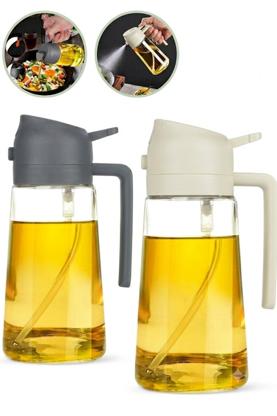 Funny Life 2 ADET ÇİFT Fonksiyonlu Cam Yağdanlık 450ml Zeytinyağı Sıvıyağ Şiş...