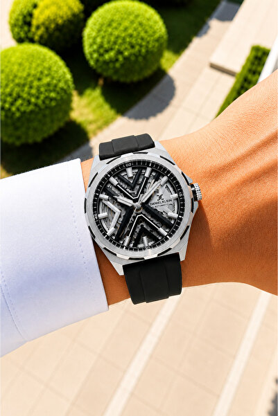 Daniel Klein Otomatik Erkek Kol Saati 44 mm İskelet Kadran Siyah Silikon Kord...