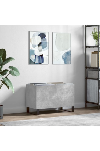 Concept Dulap pentru discuri, gri beton, 74,5x38x48 cm, lemn prelucrat