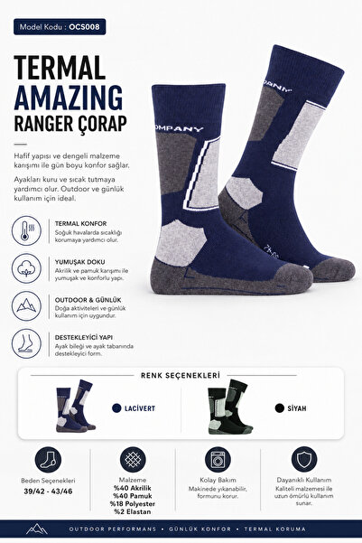 OIL COMPANY Thermal Unisex Navy Blue Amazing Ranger Socks