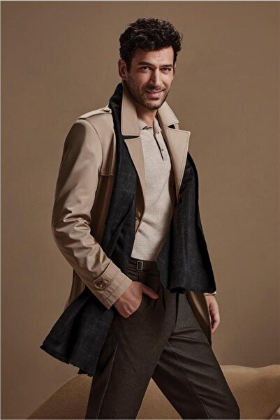 SÜVARİ Beige slim straight coat