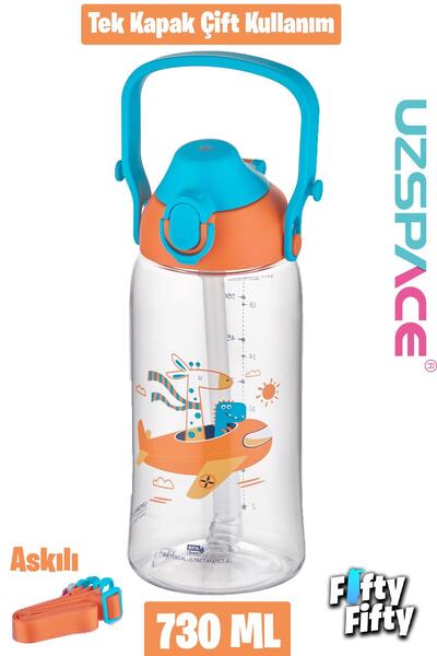 Uzspace 730ml Tritan Tek Kapak Çift Kullanım Pipetli/Pipetsiz Askı Aparatlı T...