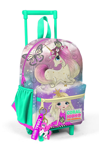 Coral High Minik Yuva Çekçekli Sırt Çantası Pembe Su Yeşili Unicornlu Kız Iki...