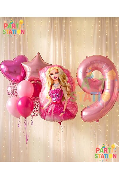 Parti Station Barbie 9 Yaş Balon Seti Barbie Konsept Parti Barbie Pembe Doğum...