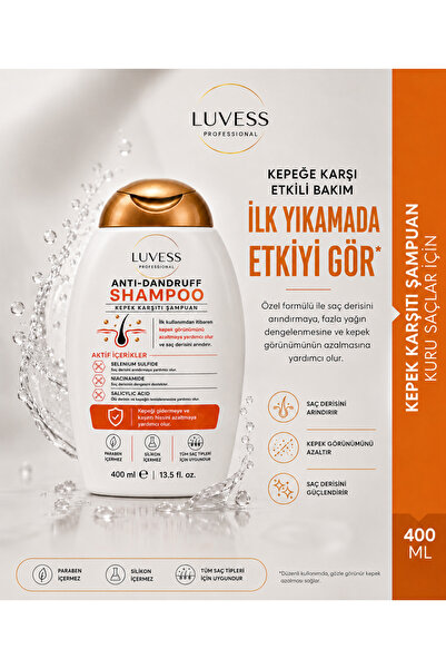 Luvess Professional Kepek Karşıtı Şampuan 400 ml | Selenyum Sülfit + Niacinam...