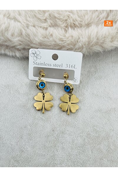 Bozhi Steel Earring 113 Silver Sparkling Style Gold