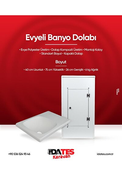 İDATES Karavanlara Özel - Eyveli Banyo Dolabı ( Evye+dolap)