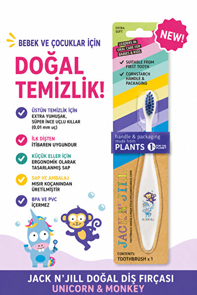 Jack N'Jill Jack N Jill Doğal Diş Fırçası - Unicorn&Monkey