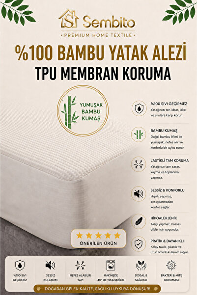 SEMBİTO %100 Premium Bambu Yatak Koruyucu Alez