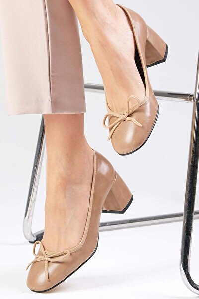 Mio Gusto Monique Skin Color Round Toe Women's Mary Jane Heeled Shoes