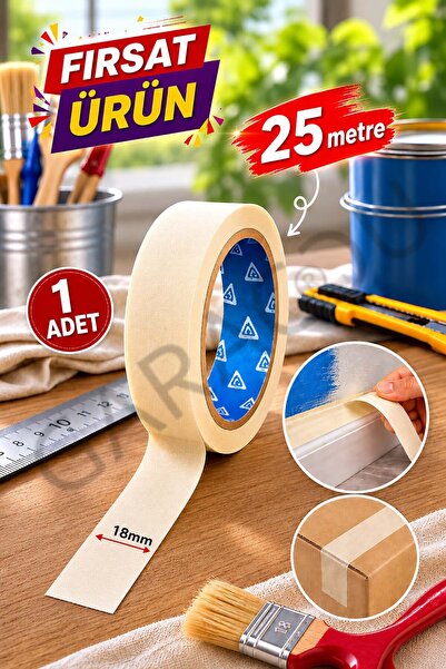 garaccu Maskeleme Boya Bandı Kağıt Bant 18 Mm Genişlik - 25 Metre - 1 Adet