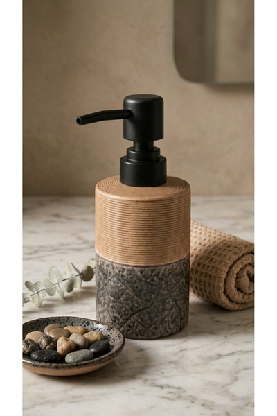 MAKRİ HOME 300 ml Ceramic Lenora Liquid Soap Dispenser, 7 cm Diameter, 18 cm ...