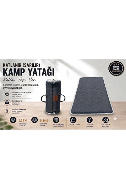 zishtekstil Antrasit FLEXI 5 cm Katlanır Kamp Yatağı | Karavan ve Çadır İçin ...