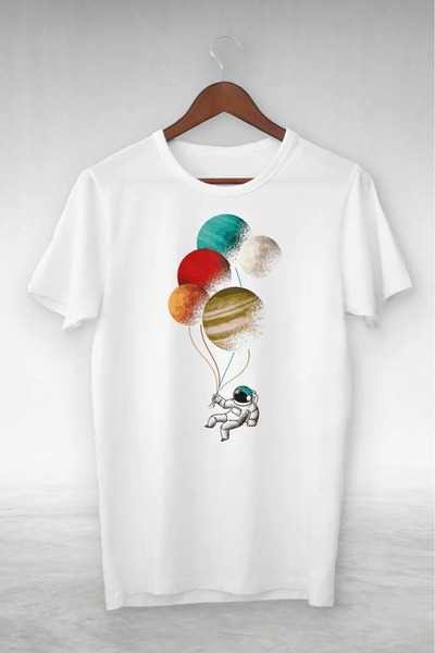 Pink Sky Planeta Astronaut Balon T-shirt