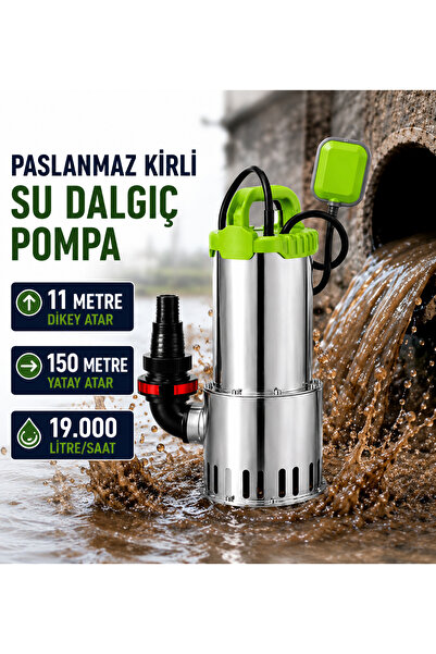 OPTIVEX 1100W 1.5HP Paslanmaz Kirli Su Dalgıç Pompa