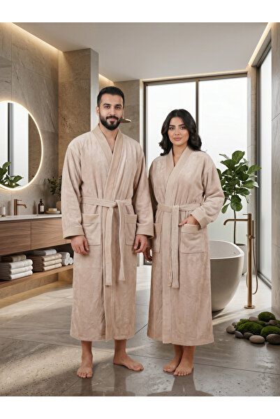 Donetella روب استحمام يونيسكس مقاس L بياقة كيمونو، مصنوع من الألياف الدقيقة 3...