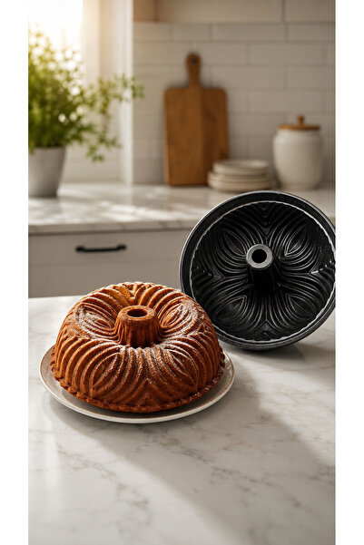 Bonera Granite Cast Patterned Cake Mold 25 cm - Black - Fireproof Non-Stick