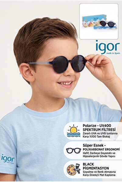 IGOR Tr318-595 Teddy Children's Sunglasses Black-Blue
