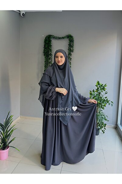 Yüsra Collection Ayrobin Elbise Ve Uzun Sufle 2’li Takım