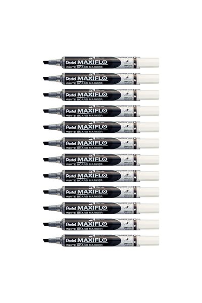 Pentel Maxiflo Dry Wipe Slim Chisel Tip Marker Black