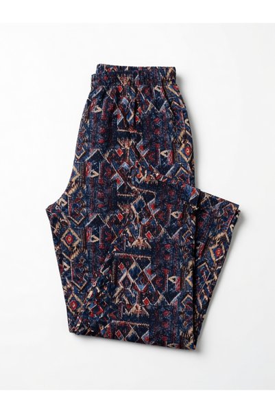 Beyoğlugk Patterned Comfortable Pants Blue