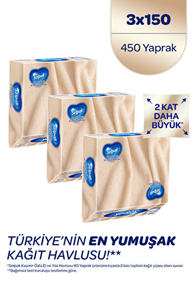 Selpak El Ve Yüz Havlusu Kutulu Kaşmir Özlü 3*150 Yaprak