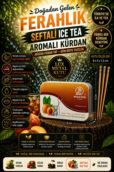 mucize Şeftali-Buzlu Çay Aromalı Kürdan Lüx Metal Kutu