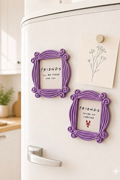 Satürn Atölye Friends Monica El Yapımı Seramik Magnet Çerçeve 2'li Lila