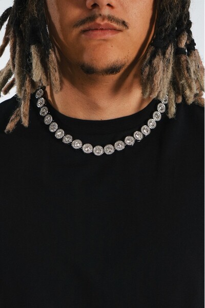 Crupt Studio 12mm Iced Out Round Tennis Chain Erkek Kolye KA1379GM