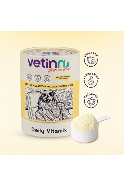 Vetinn Daily Vitamix - Kedi Vitamin Bağışıklık Desteği, Günlük Kullanım, Toz ...