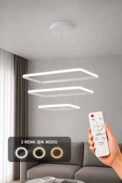 AvizeGO Diva 3'lü LED Sarkıt Avize 3 Renk Kumandalı