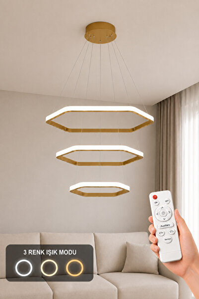 AvizeGO Ares 3'lü LED Sarkıt Avize 3 Renk Kumandalı