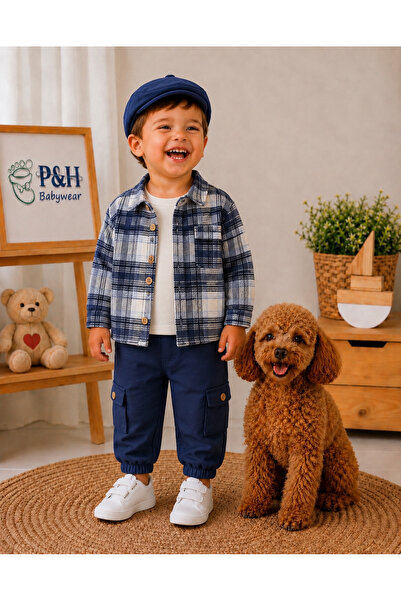 P&H BABYWEAR طقم أطفال للأولاد مكون من 4 قطع مع قميص وسروال قماشي
