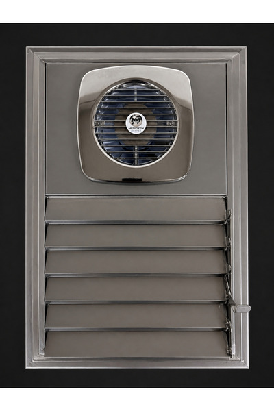 Meridyen Menfez 35X35 Aluminum Chrome Bathroom Shutter with Fan