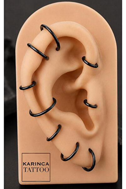 Karınca Piercing Klipsli Siyah Halka Piercing Forward Helix Rook Daith Kulak ...