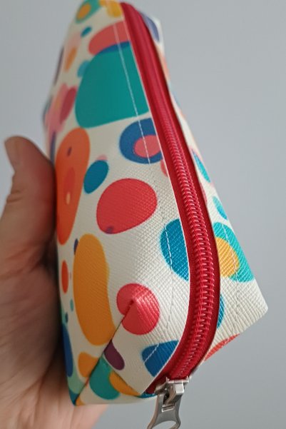 United Fabrics Children's Pencil Case - Colorful Dotted Printed Patterned Faux Leather Pencil Holder - Special Pencil Bag for Kids
