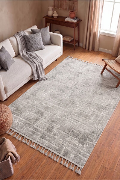 AVEN HOME Modern Püsküllü Kaymaz Salon Halısı - Koridor Mutfak Halısı - Yolluk