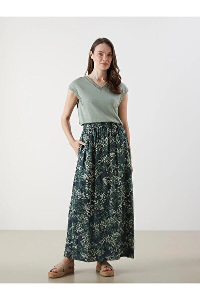 LC Waikiki LCW Grace Damenrock mit Blumenmuster und elastischem Bund