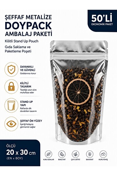 Generic Brand Transparent Metallized Ziplock Packaging Pack of 50 – Stand up ...