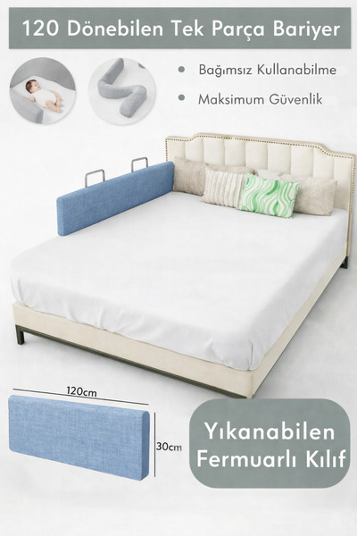 MİRALAY Yeni Nesil Yatak Bariyeri 120 cm Mavi