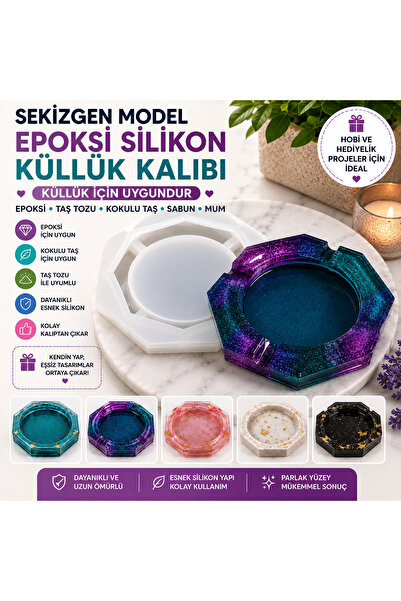 Şenhomee Silikon Epoksi Küllük kalıbı sekizgen model